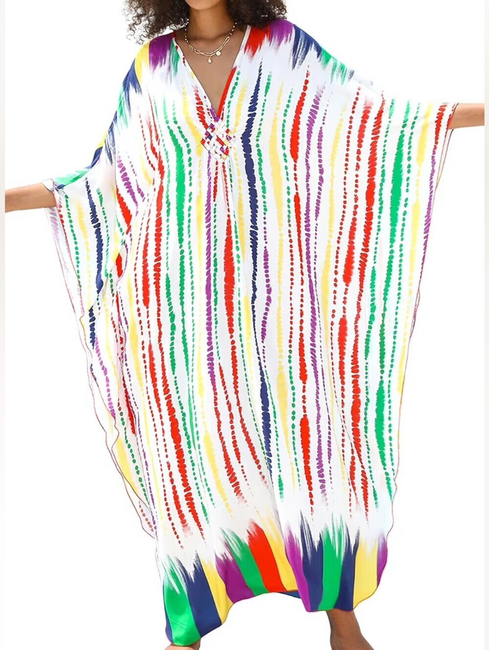 Kaftan Dress Swimsuit Cover Up Batwing Sleeves